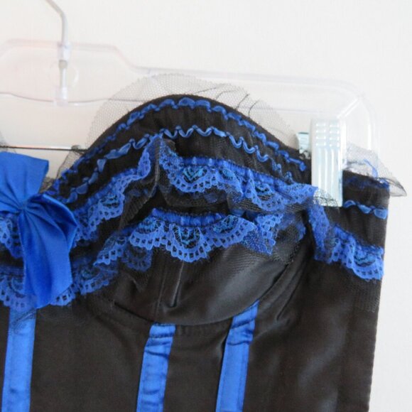 WHIMSIGOTH Goth Dark Fairy Goth Pirate Steampunk Lace Satin Boned Corset Black - Picture 3 of 13